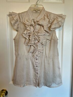 Women's M Flutter Sleeve Ruffle Blouse